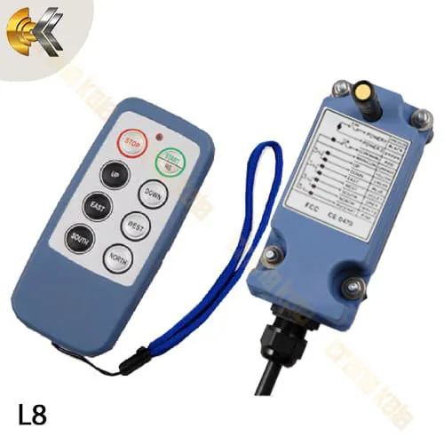 ریموت کنترل SAGA L8 | ریموت صنعتی با ۶ کلید تک‌سرعته و کلید اضطراری | saga remote control